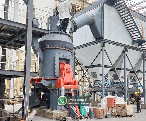 Technical diagram showing the internal workings of a vertical grinding mill