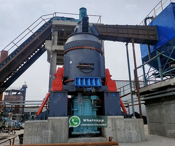 Internal view of LM Vertical Grinding Mill showing grinding table and roller assembly