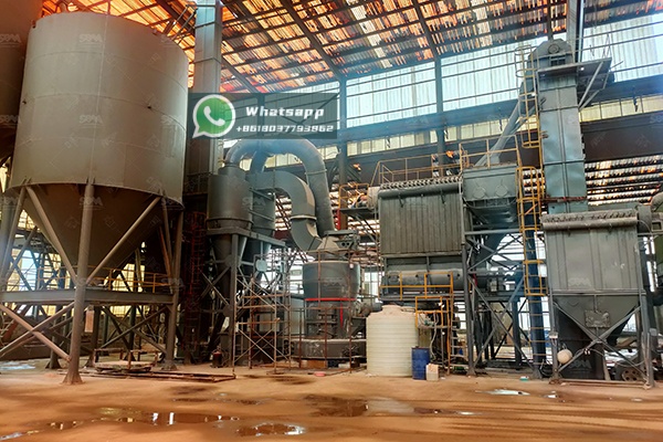 Modern grinding mill in industrial operation showing material processing
