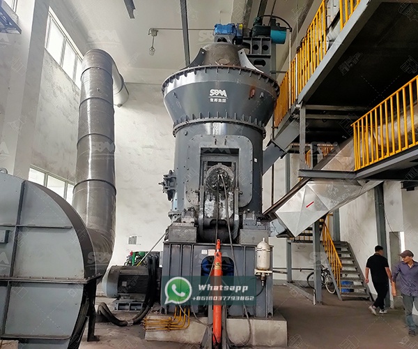 Operational diagram of vertical grinding mill showing material flow and heat dissipation pathways