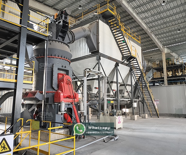 Installation view of a Shanghai Zenith LM Vertical Grinding Mill in an industrial setting, showing its compact and integrated design.