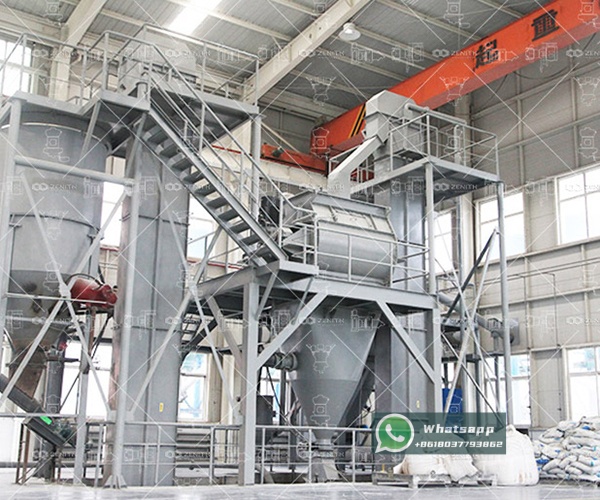 Shanghai Zenith XZM Ultrafine Grinding Mill in operation, showing its compact structure and smooth material flow for producing fine barite powder.
