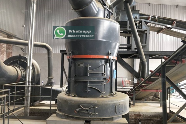 An industrial-scale grinding plant in operation, producing fine mineral powder for various applications.